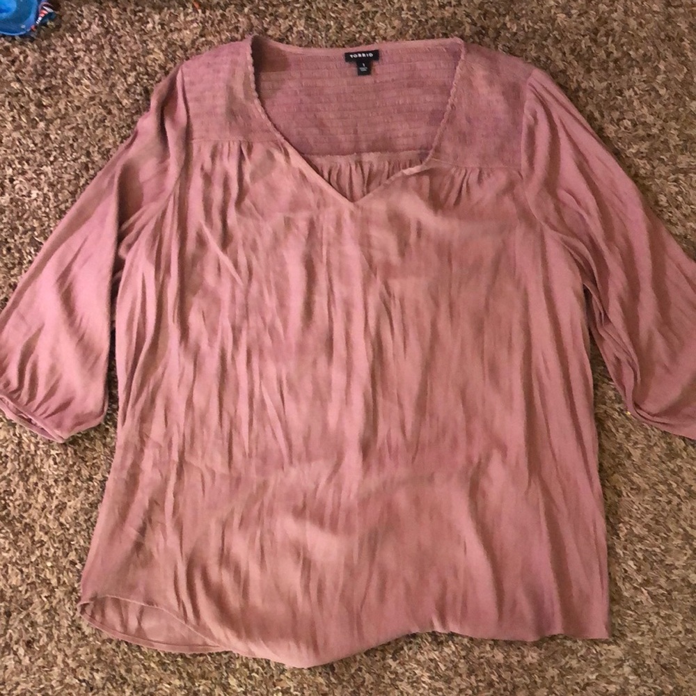 Torrid size 1 mauve 3/4 sleeve blouse